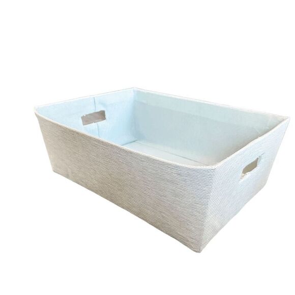 Brand New Gracie Oaks Blue Linen Nursery Basket - Picture 2 of 10